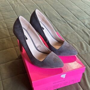 Forever 21 Dark Gray Suede Pointed-Toe High Heels